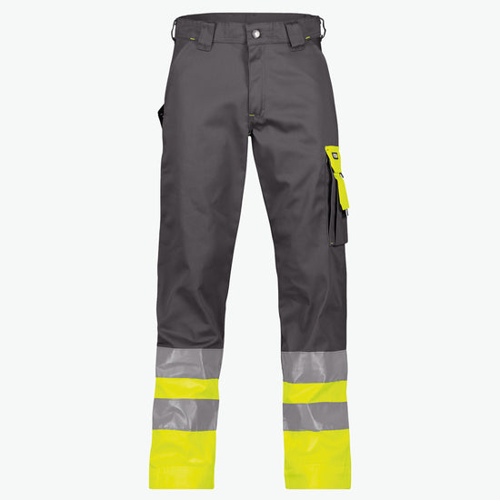 Dassy Omaha Hogezichtbaarheidsbroek - Cementgrijs/Fluogeel Werkbroek HiVis Dassy