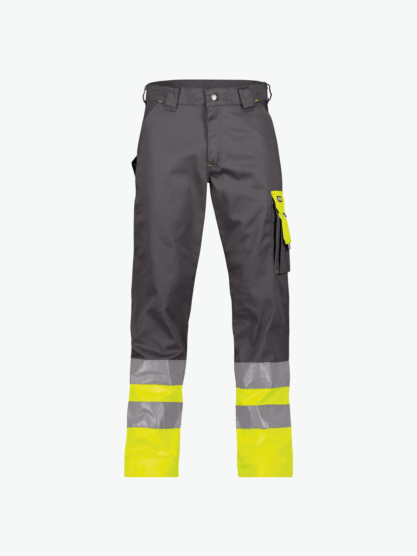 Dassy Omaha Hogezichtbaarheidsbroek - Cementgrijs/Fluogeel Werkbroek HiVis Dassy