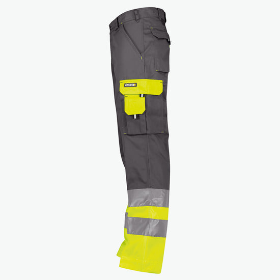 Dassy Omaha Hogezichtbaarheidsbroek - Cementgrijs/Fluogeel Werkbroek HiVis Dassy