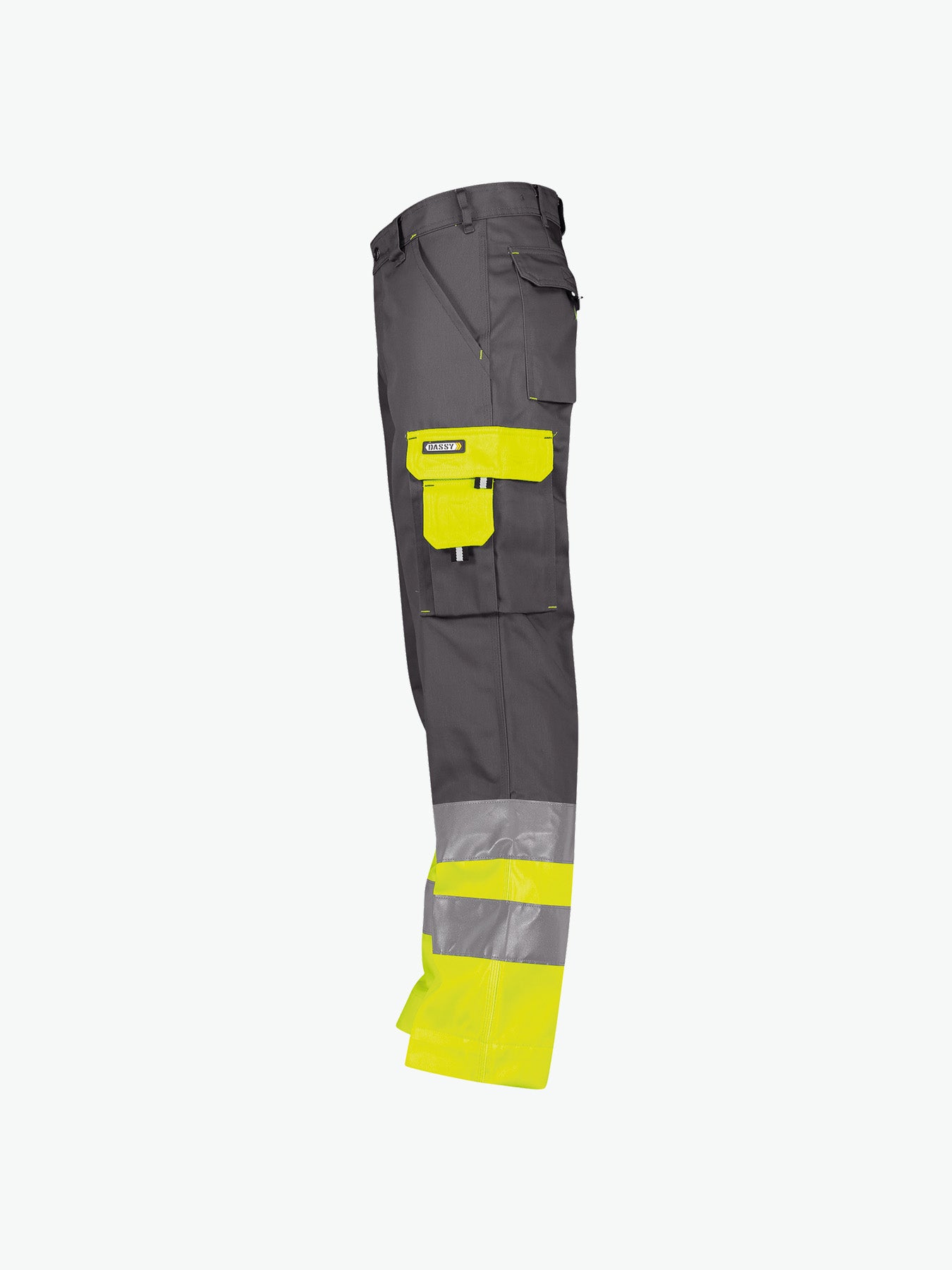 Dassy Omaha Hogezichtbaarheidsbroek - Cementgrijs/Fluogeel Werkbroek HiVis Dassy