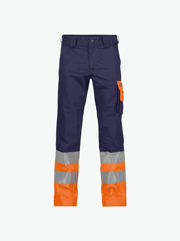 Dassy Omaha Hogezichtbaarheidsbroek - Marineblauw/Fluo-Oranje Werkbroek HiVis Dassy