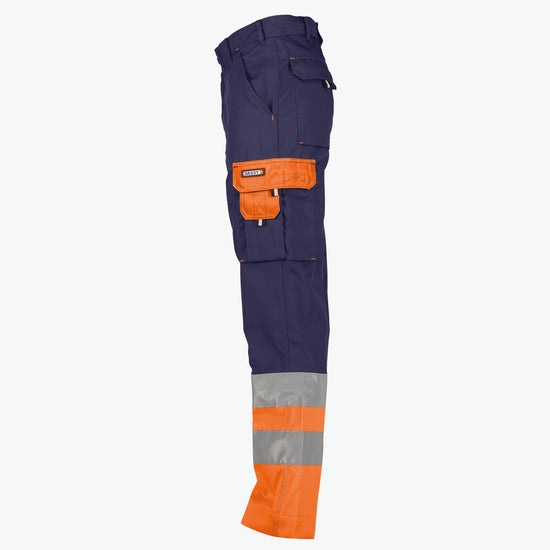 Dassy Omaha Hogezichtbaarheidsbroek - Marineblauw/Fluo-Oranje Werkbroek HiVis Dassy
