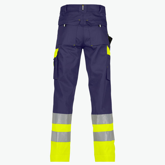 Dassy Omaha Hogezichtbaarheidsbroek - Marineblauw/Fluogeel Werkbroek Hivis Dassy