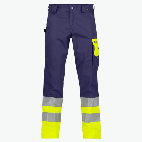 Dassy Omaha Hogezichtbaarheidsbroek - Marineblauw/Fluogeel Werkbroek Hivis Dassy
