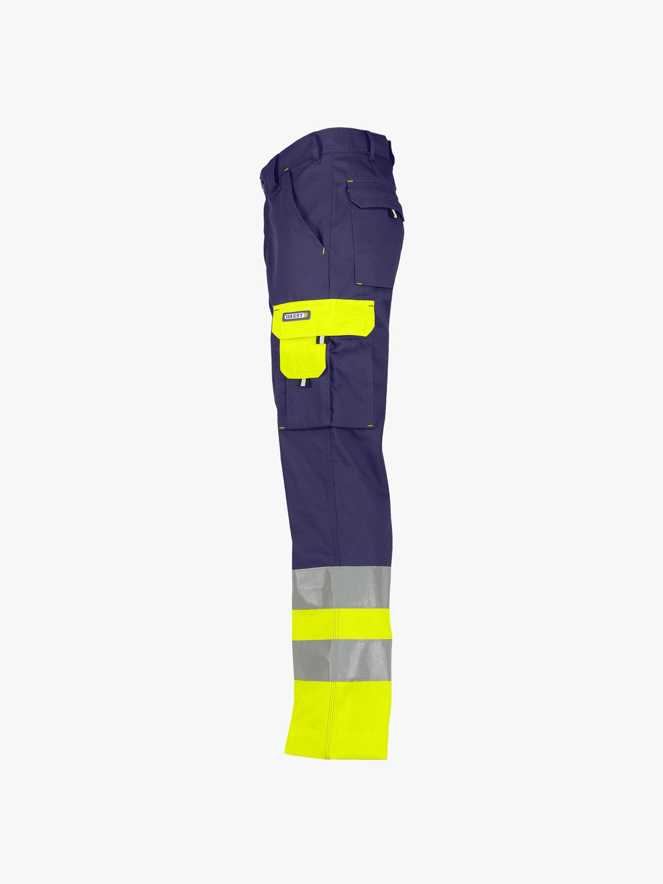 Dassy Omaha Hogezichtbaarheidsbroek - Marineblauw/Fluogeel Werkbroek Hivis Dassy