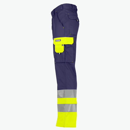 Dassy Omaha Hogezichtbaarheidsbroek - Marineblauw/Fluogeel Werkbroek Hivis Dassy