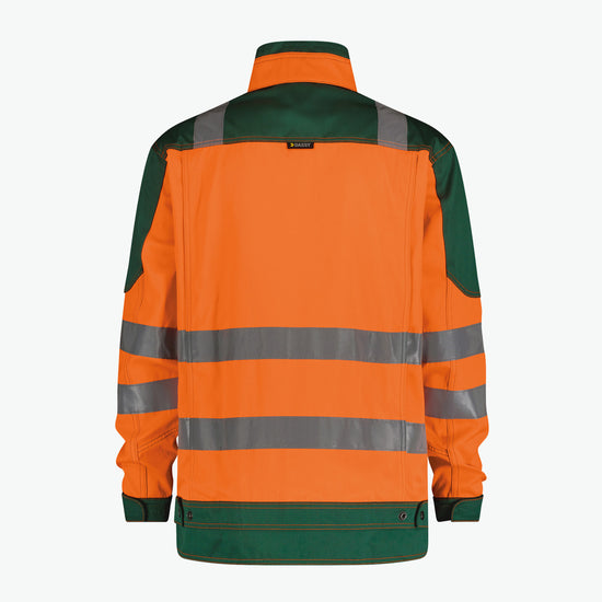 Dassy Orlando Hoge zichtbaarheidsvest - Fluo-Oranje/Flessengroen Werkjas Hivis Dassy
