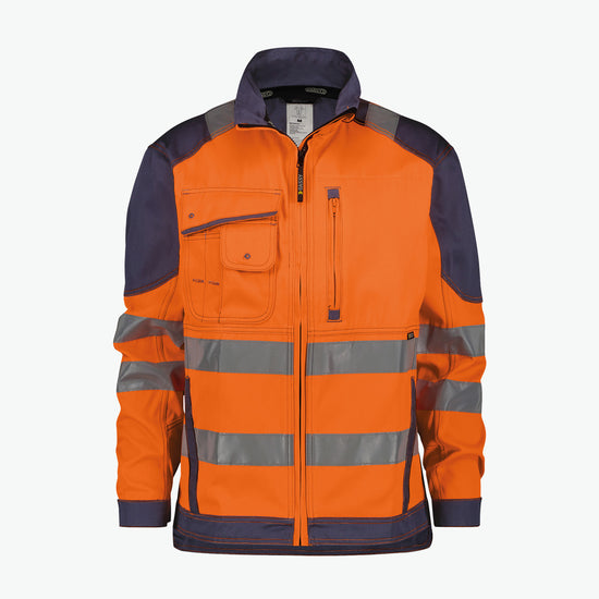 Dassy Orlando Hoge zichtbaarheidsvest - Fluo-Oranje/Marineblauw Werkjas Hivis Dassy
