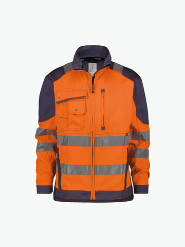Dassy Orlando Hoge zichtbaarheidsvest - Fluo-Oranje/Marineblauw Werkjas Hivis Dassy
