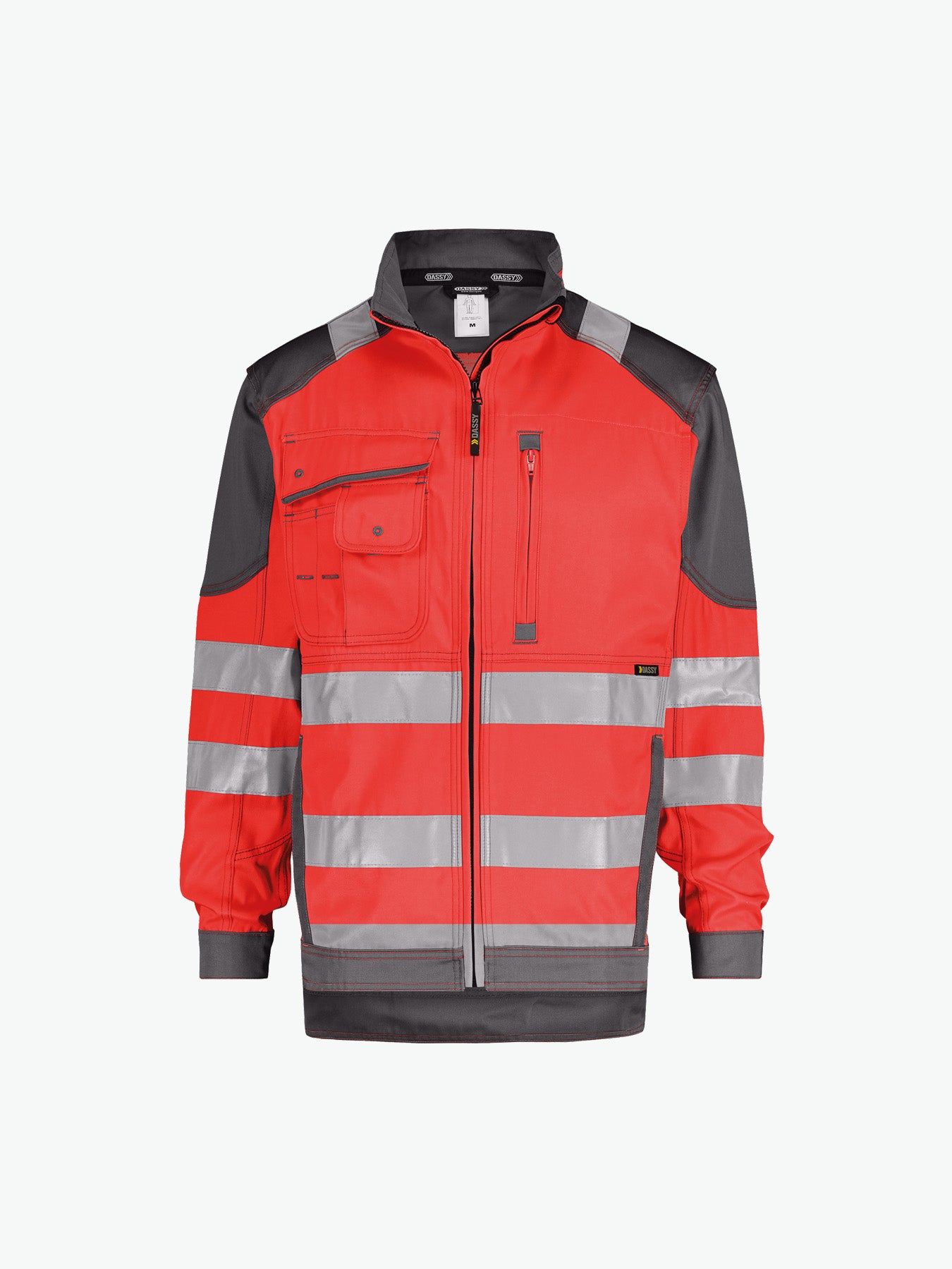 Dassy Orlando Hoge zichtbaarheidsvest - Fluorood/Cementgrijs Werkvest HiVis Dassy