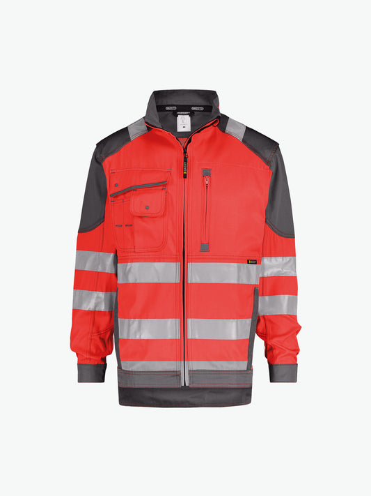 Dassy Orlando Hoge zichtbaarheidsvest - Fluorood/Cementgrijs Werkvest HiVis Dassy