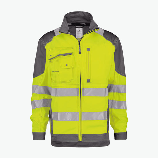 Dassy Orlando Hoge zichtbaarheidsvest - Fluogeel/Cementgrijs Werkjas Hivis Dassy