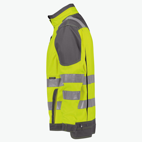 Dassy Orlando Hoge zichtbaarheidsvest - Fluogeel/Cementgrijs Werkjas Hivis Dassy