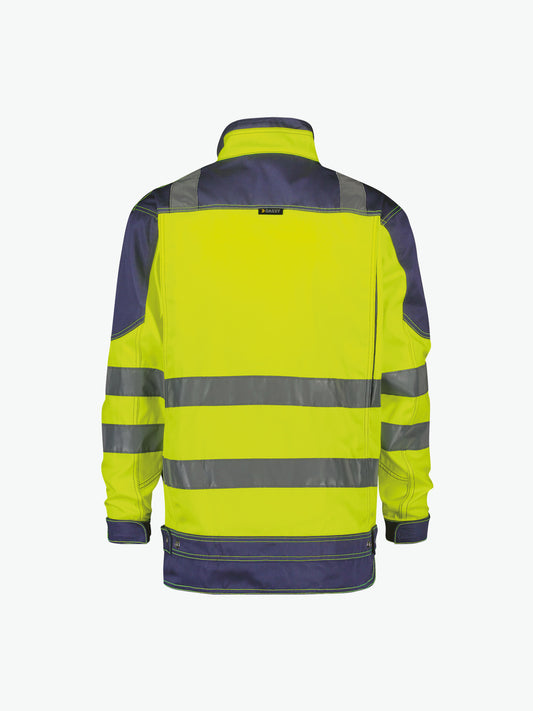 Dassy Orlando Hoge zichtbaarheidsvest - Fluogeel/Marineblauw Werkjas Hivis Dassy