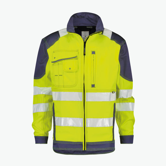 Dassy Orlando Hoge zichtbaarheidsvest - Fluogeel/Marineblauw Werkjas Hivis Dassy