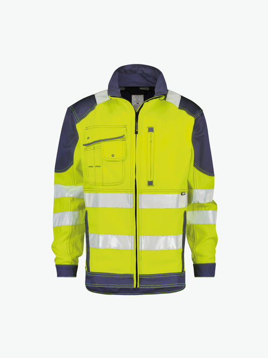 Dassy Orlando Hoge zichtbaarheidsvest - Fluogeel/Marineblauw Werkjas Hivis Dassy