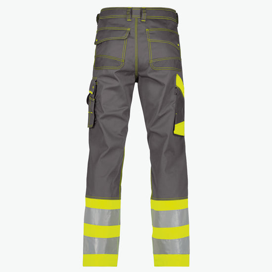 Dassy Phoenix Hogezichtbaarheidsbroek - Cementgrijs/Fluogeel Werkbroek HiVis Dassy