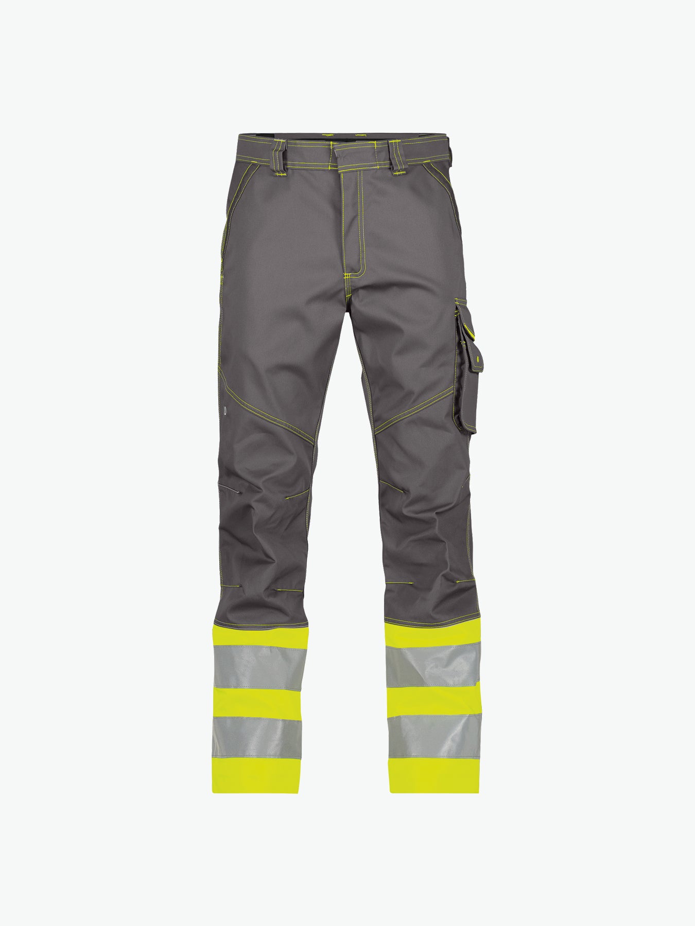 Dassy Phoenix Hogezichtbaarheidsbroek - Cementgrijs/Fluogeel Werkbroek HiVis Dassy