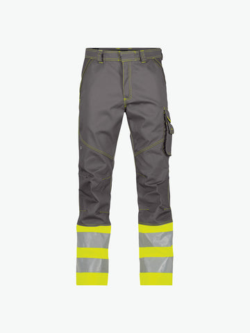 Dassy Phoenix Hogezichtbaarheidsbroek - Cementgrijs/Fluogeel Werkbroek HiVis Dassy