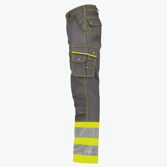 Dassy Phoenix Hogezichtbaarheidsbroek - Cementgrijs/Fluogeel Werkbroek HiVis Dassy