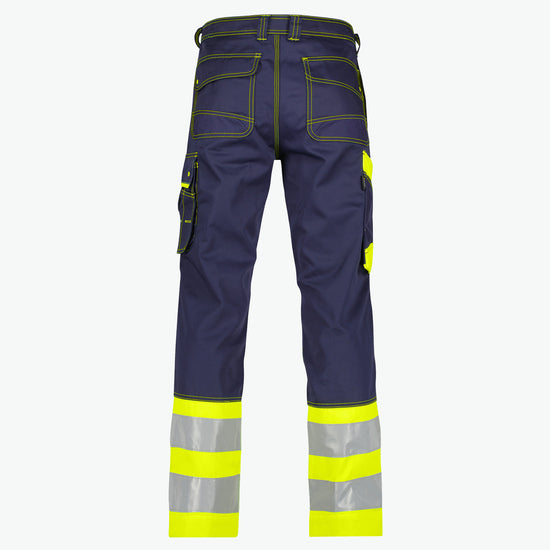 Dassy Phoenix Hogezichtbaarheidsbroek - Marineblauw/Fluogeel Werkbroek HiVis Dassy