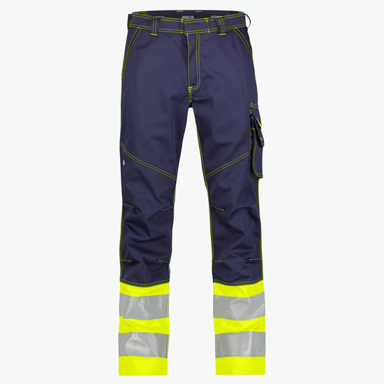 Dassy Phoenix Hogezichtbaarheidsbroek - Marineblauw/Fluogeel Werkbroek HiVis Dassy