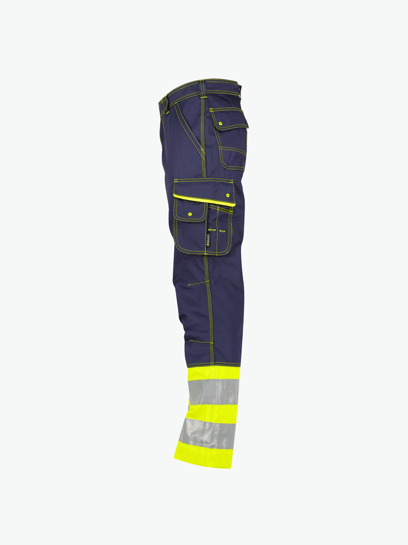 Dassy Phoenix Hogezichtbaarheidsbroek - Marineblauw/Fluogeel Werkbroek HiVis Dassy