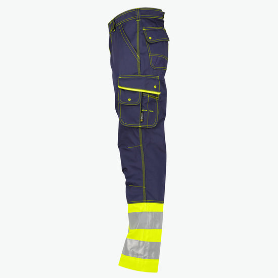 Dassy Phoenix Hogezichtbaarheidsbroek - Marineblauw/Fluogeel Werkbroek HiVis Dassy
