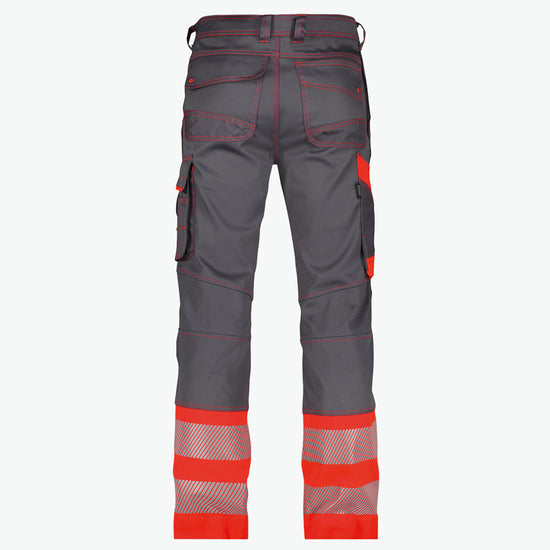 Dassy Princeton Stretch hogezichtbaarheidsbroek - Cementgrijs/Fluorood Werkbroek HiVis Dassy