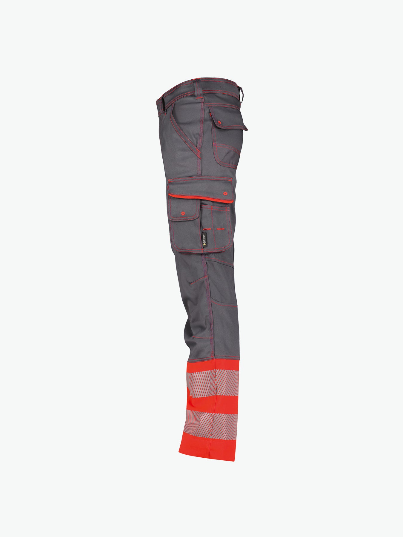 Dassy Princeton Stretch hogezichtbaarheidsbroek - Cementgrijs/Fluorood Werkbroek HiVis Dassy