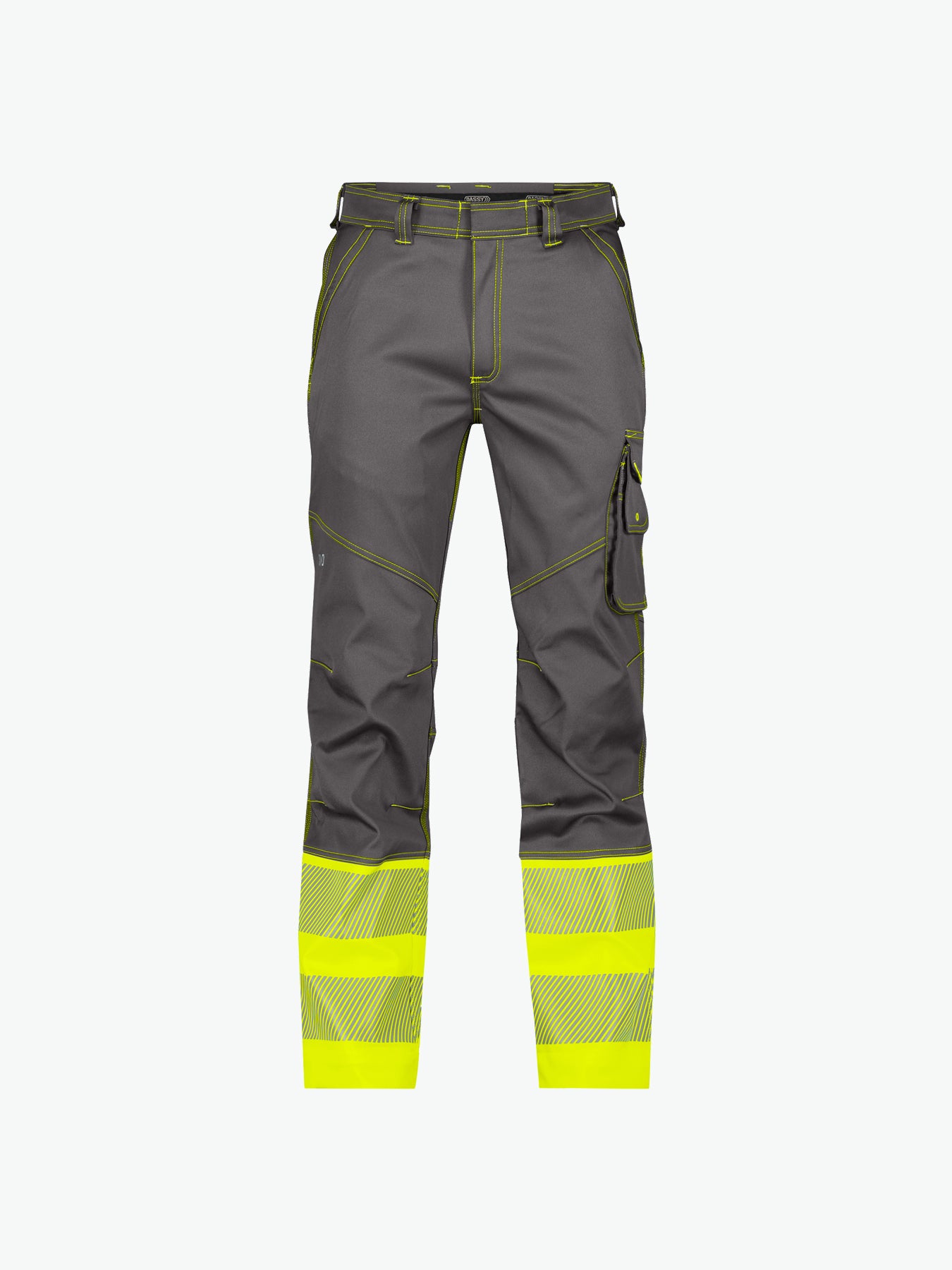 Dassy Princeton Stretch hogezichtbaarheidsbroek - Cementgrijs/Fluogeel Werkbroek HiVis Dassy