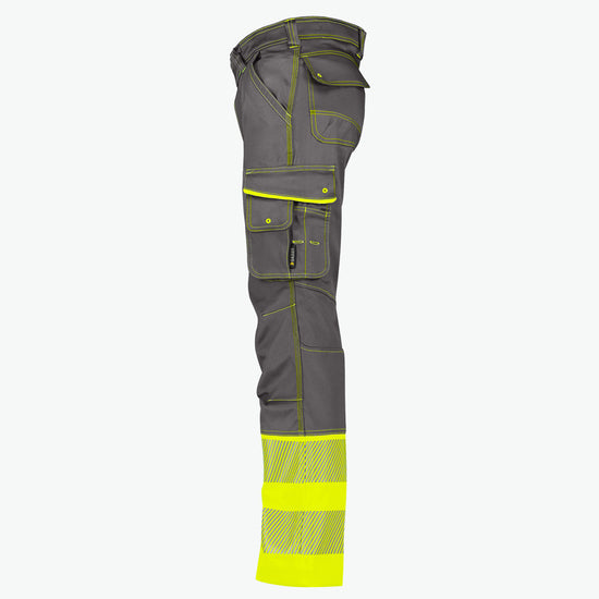 Dassy Princeton Stretch hogezichtbaarheidsbroek - Cementgrijs/Fluogeel Werkbroek HiVis Dassy