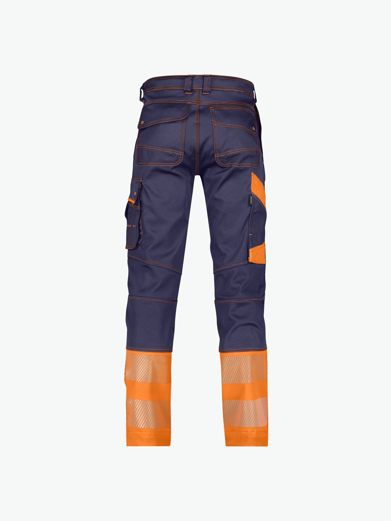 Dassy Princeton Stretch hogezichtbaarheidsbroek - Marineblauw/Fluo-Oranje Werkbroek HiVis Dassy