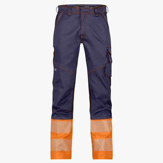 Dassy Princeton Stretch hogezichtbaarheidsbroek - Marineblauw/Fluo-Oranje Werkbroek HiVis Dassy