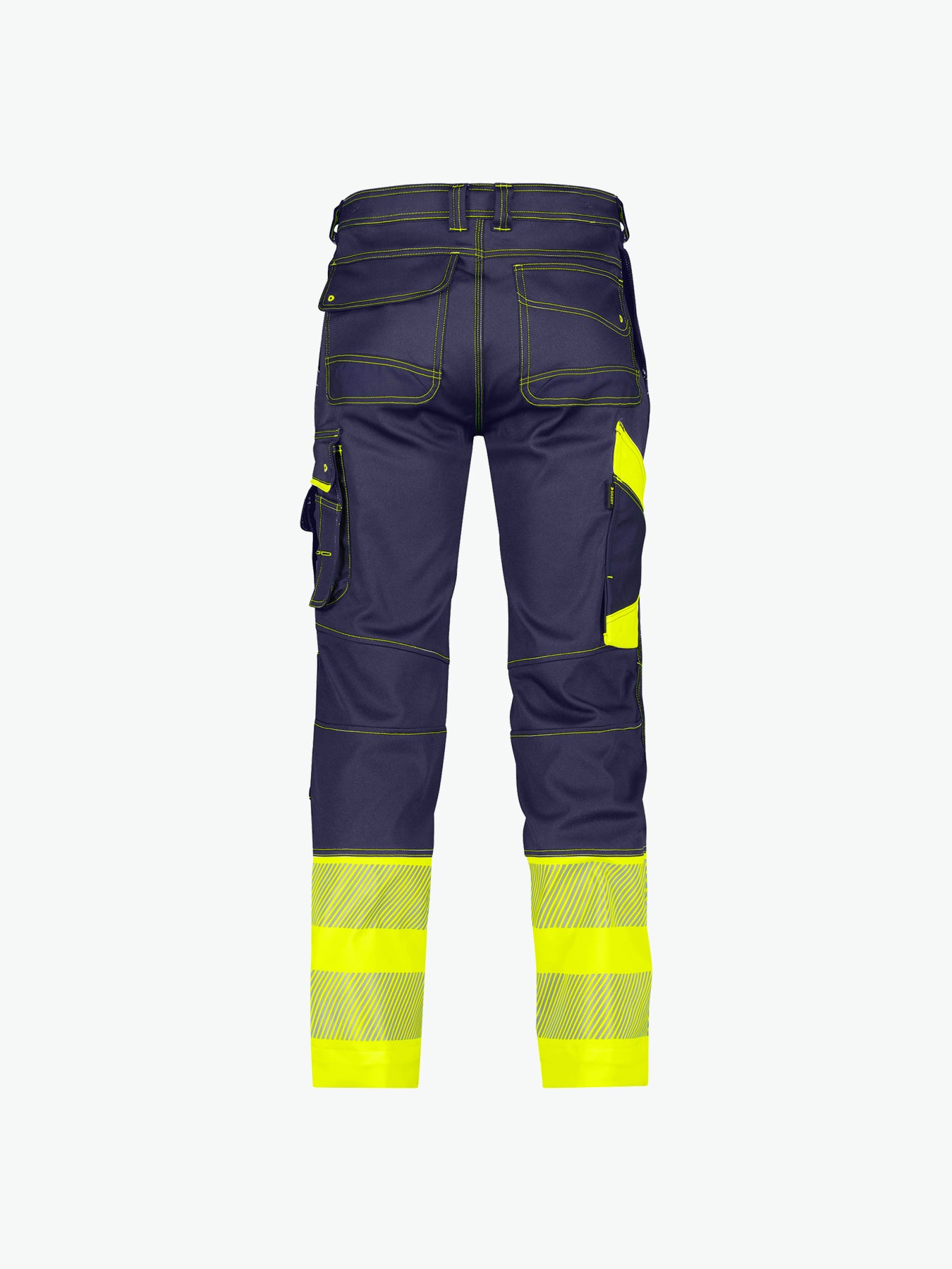 Dassy Princeton Stretch hogezichtbaarheidsbroek - Marineblauw/Fluogeel Werkbroek HiVis Dassy