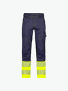 Dassy Princeton Stretch hogezichtbaarheidsbroek - Marineblauw/Fluogeel Werkbroek HiVis Dassy