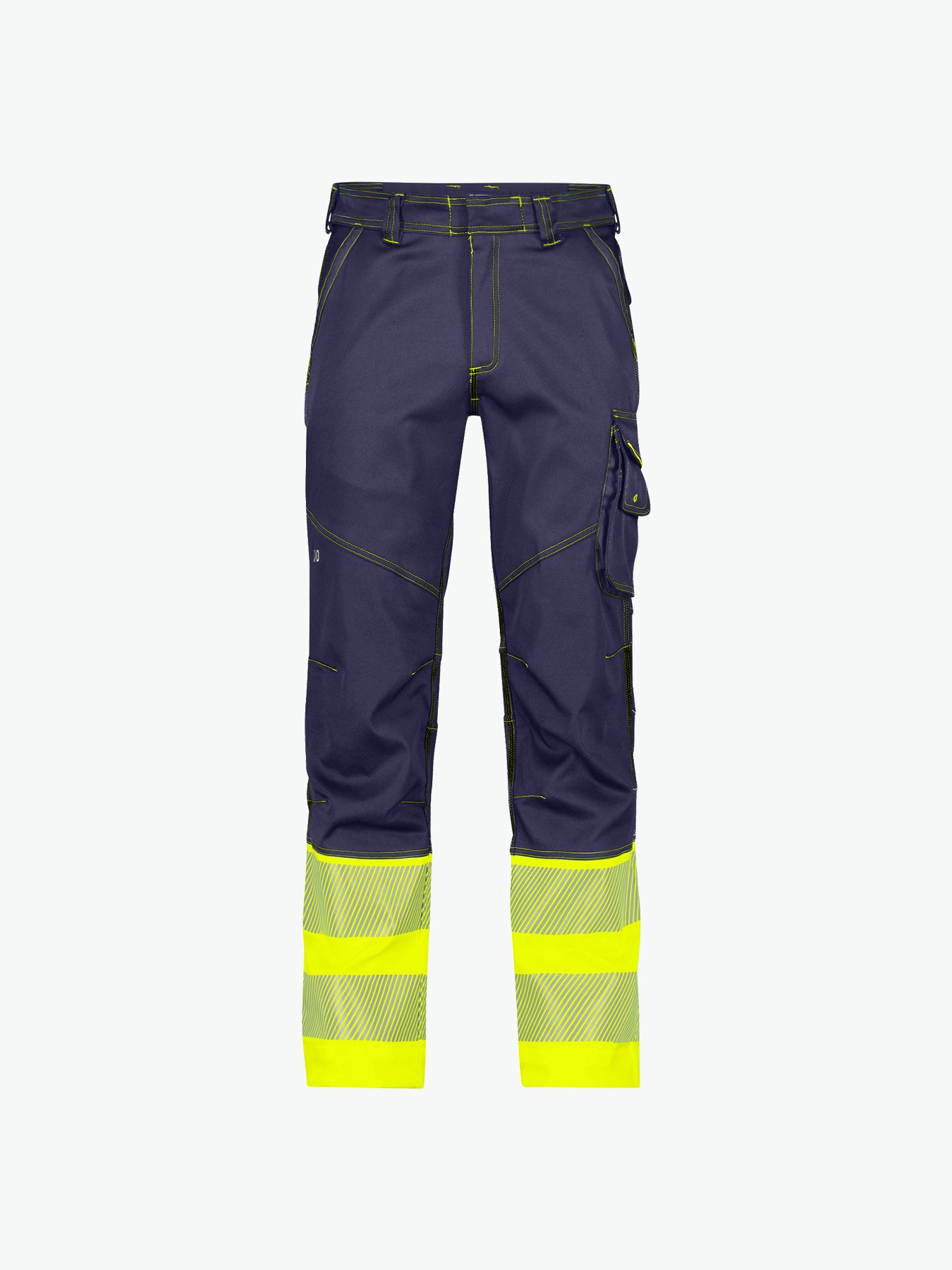 Dassy Princeton Stretch hogezichtbaarheidsbroek - Marineblauw/Fluogeel Werkbroek HiVis Dassy