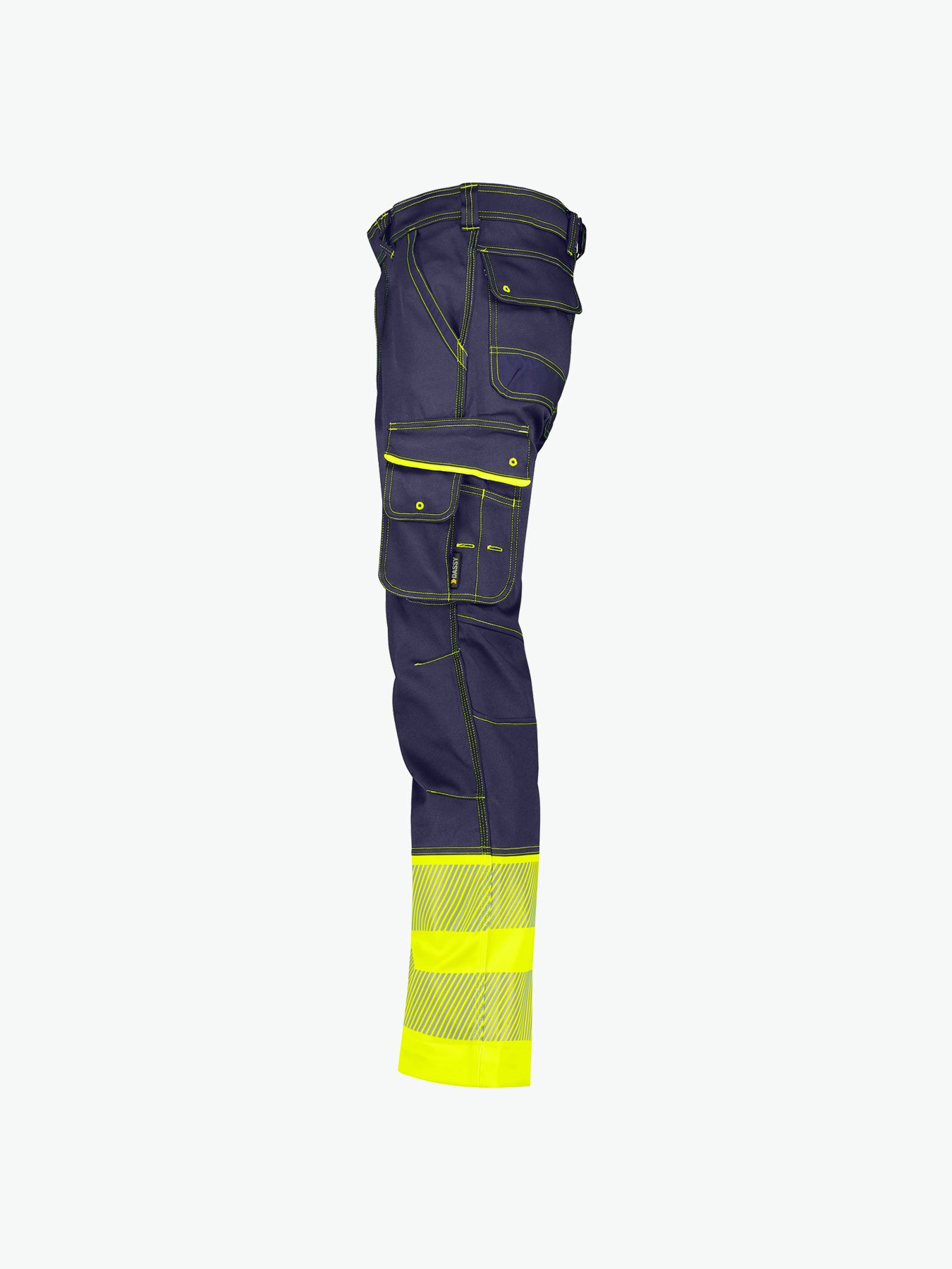 Dassy Princeton Stretch hogezichtbaarheidsbroek - Marineblauw/Fluogeel Werkbroek HiVis Dassy