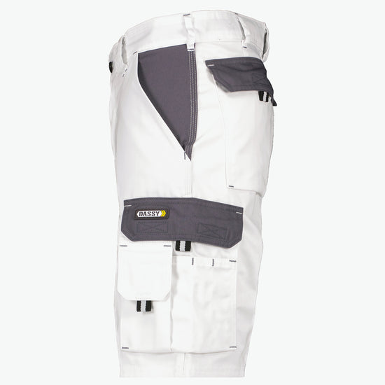 Dassy Roma Tweekleurige werkshort - Wit/Cementgrijs Korte Werkbroek Dassy