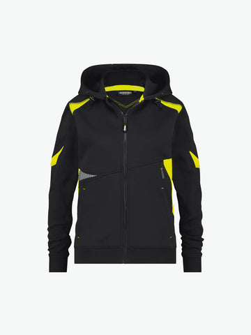 Dassy Santos Women Hoodie voor dames - Zwart/Fluogeel Werkhoodie Dames Dassy