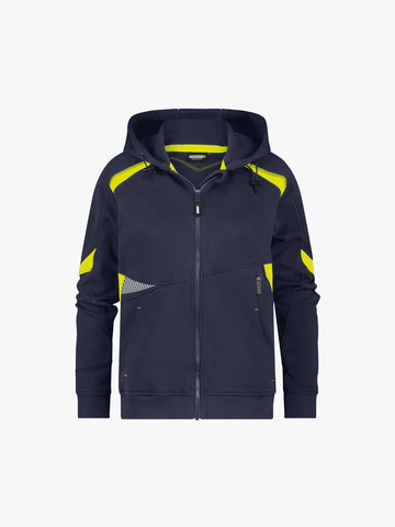 Dassy Santos Women Hoodie voor dames - Nachtblauw/Fluogeel Werkhoodie Dames Dassy