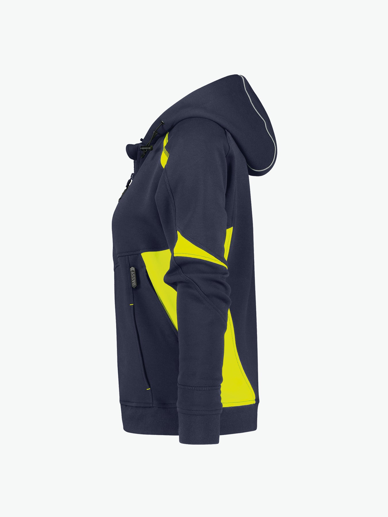 Dassy Santos Women Hoodie voor dames - Nachtblauw/Fluogeel Werkhoodie Dames Dassy