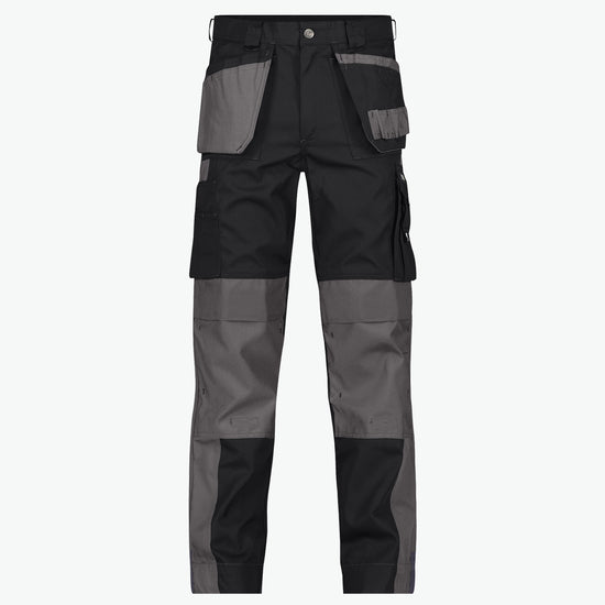 Dassy Seattle Tweekleurige holsterzakkenbroek met kniezakken - Zwart/Cementgrijs Werkbroek Dassy