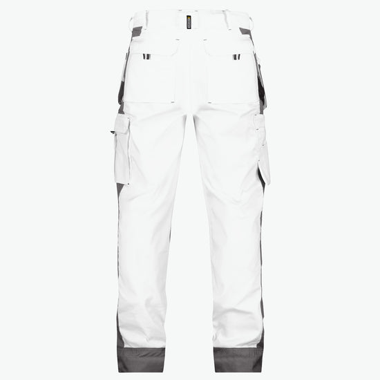 Dassy Seattle Tweekleurige holsterzakkenbroek met kniezakken - Wit/Cementgrijs Werkbroek Dassy