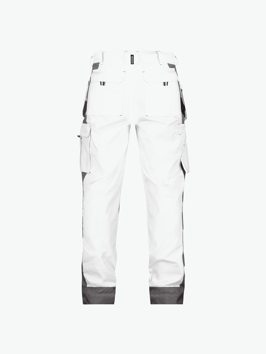 Dassy Seattle Tweekleurige holsterzakkenbroek met kniezakken - Wit/Cementgrijs Werkbroek Dassy