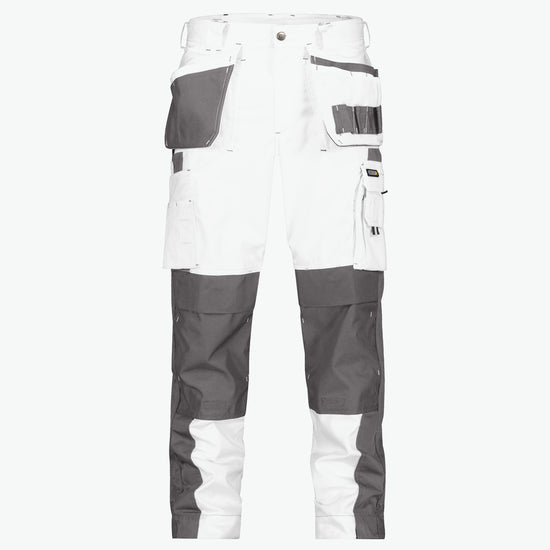 Dassy Seattle Tweekleurige holsterzakkenbroek met kniezakken - Wit/Cementgrijs Werkbroek Dassy