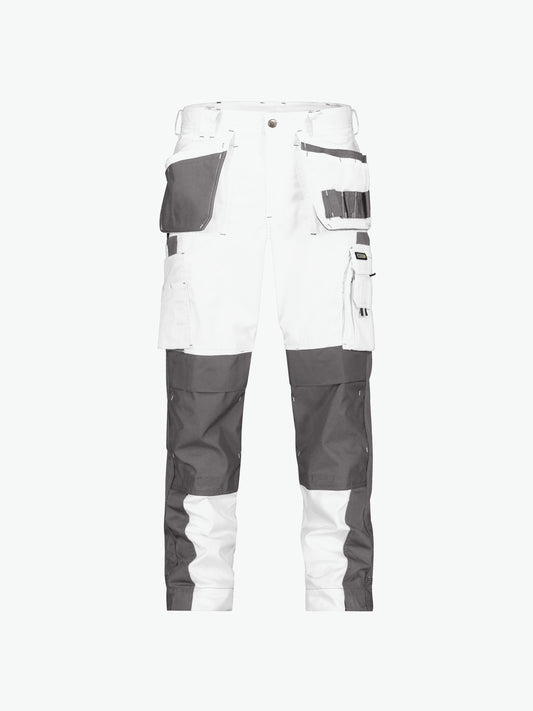 Dassy Seattle Tweekleurige holsterzakkenbroek met kniezakken - Wit/Cementgrijs Werkbroek Dassy