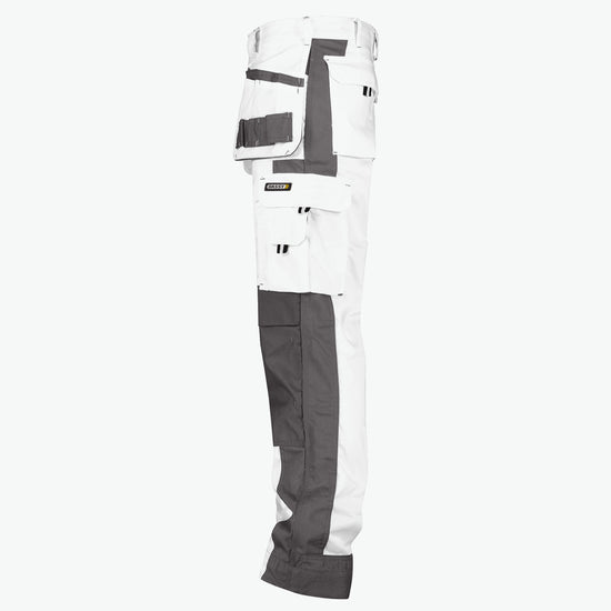 Dassy Seattle Tweekleurige holsterzakkenbroek met kniezakken - Wit/Cementgrijs Werkbroek Dassy