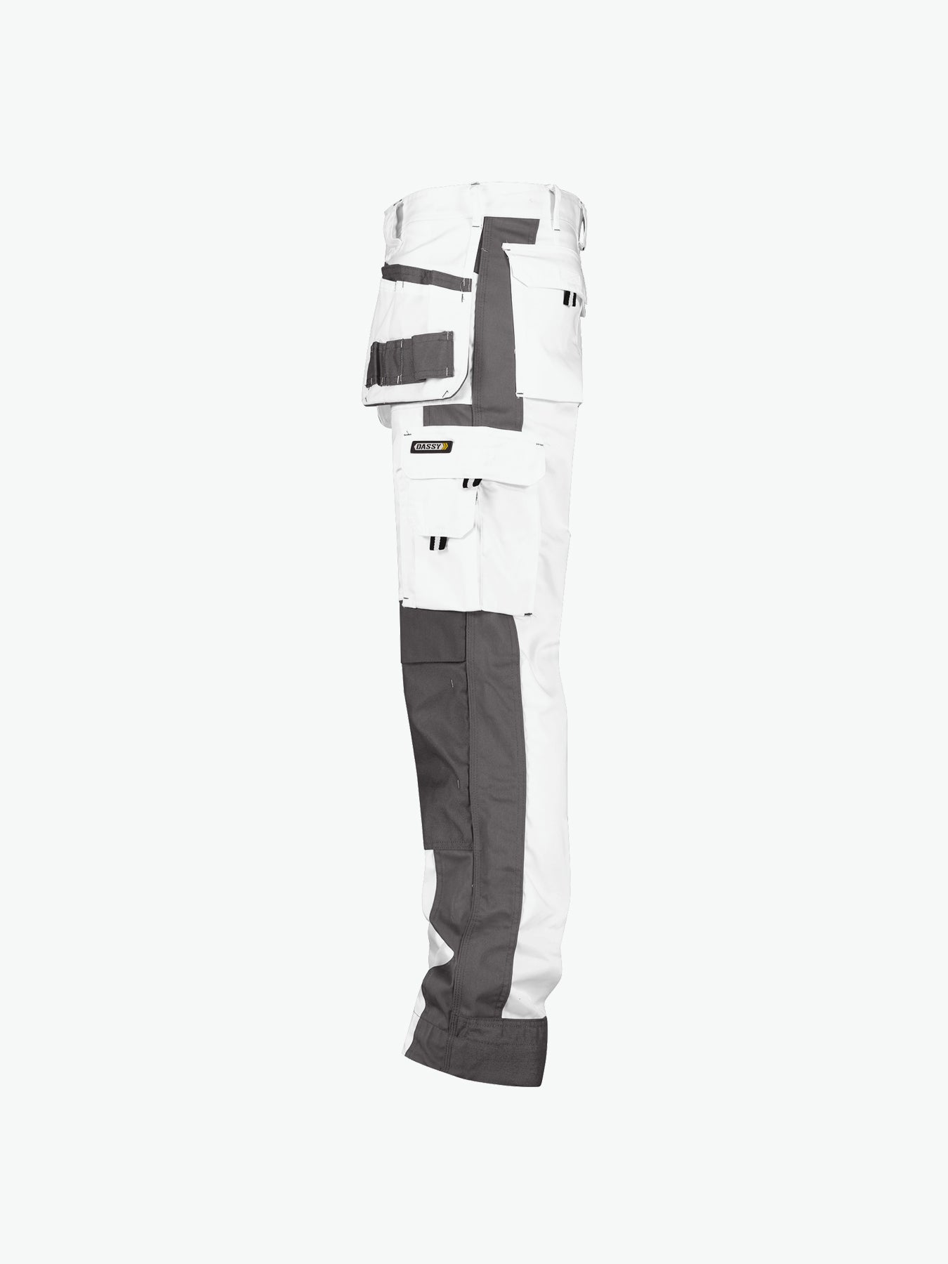 Dassy Seattle Tweekleurige holsterzakkenbroek met kniezakken - Wit/Cementgrijs Werkbroek Dassy