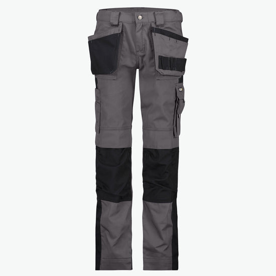 Dassy Seattle Women Tweekleurige holsterzakkenbroek met kniezakken voor dames - Cementgrijs/Zwart Werkbroek Dames Dassy